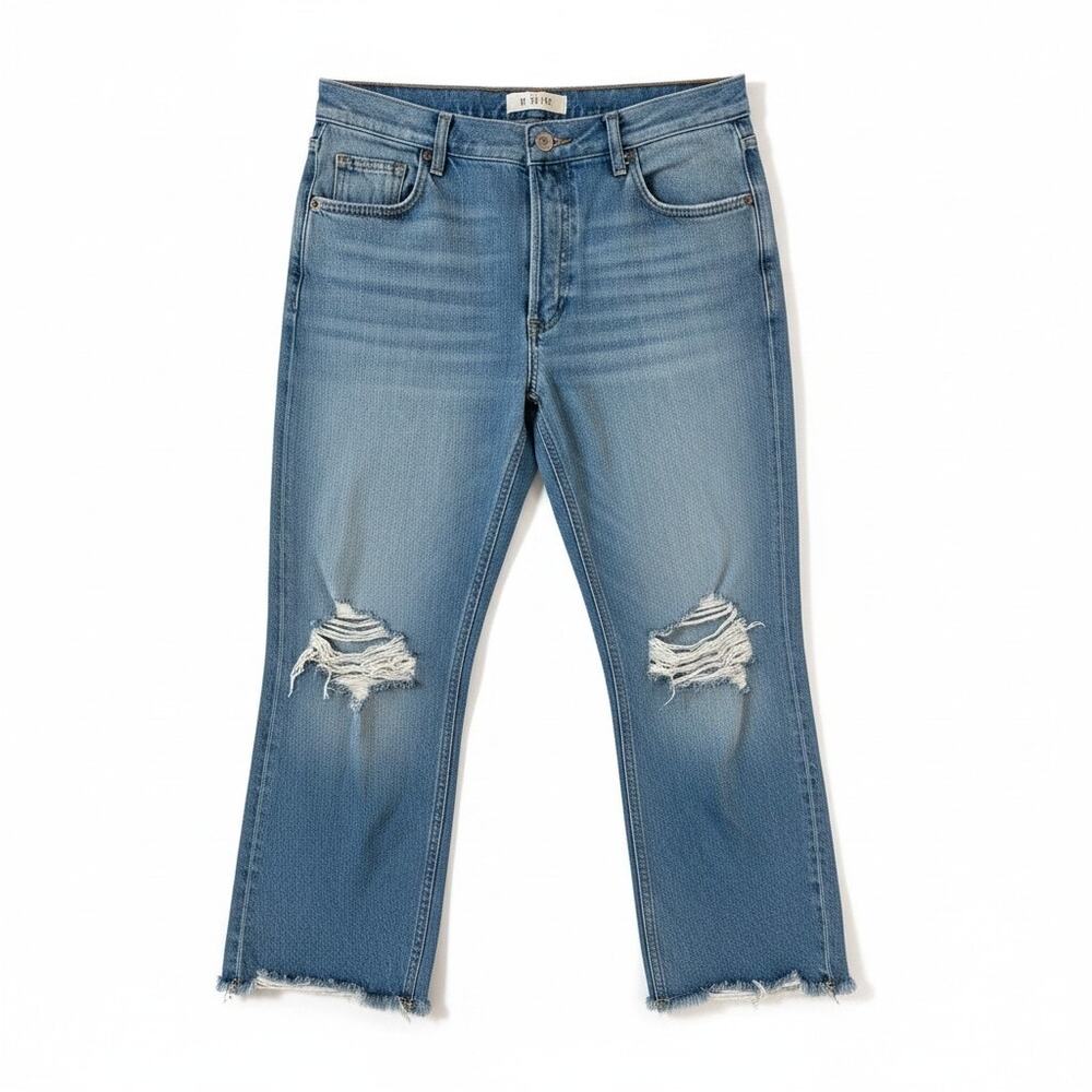 FREE PEOPLE We The Free Maggie Mid Rise Straight Leg Distressed Jeans 29 Grunge